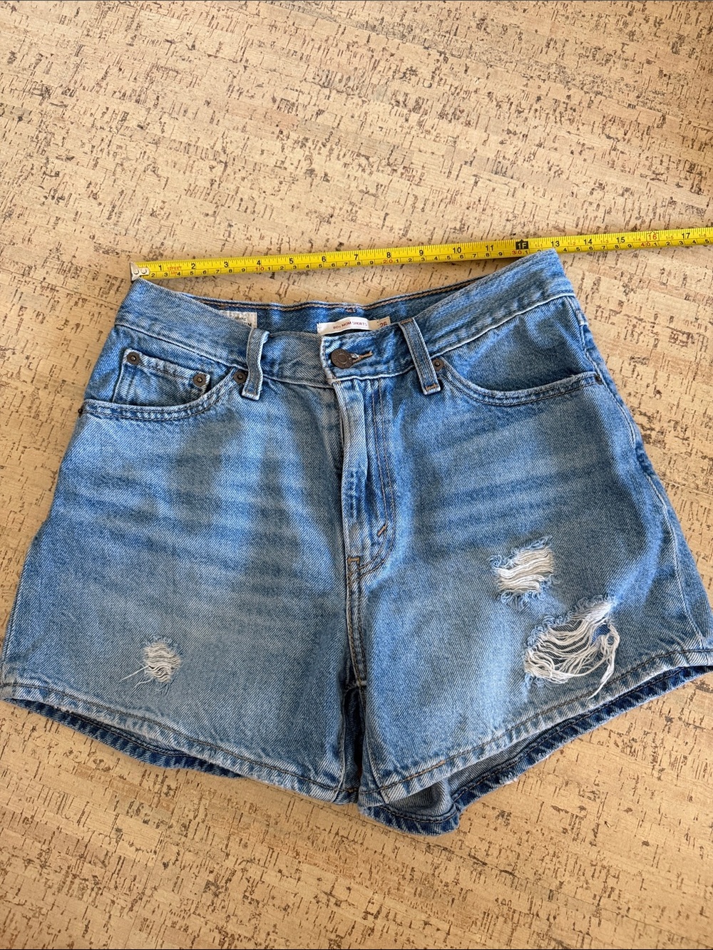 Levi's Faded Blue Distressed Denim Shorts